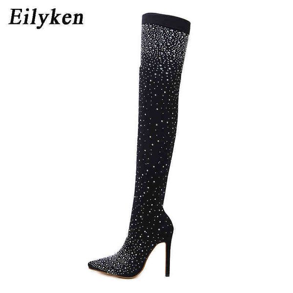boots fashion runway crystal stretch fabric sock over the knee boot thigh high pointed toe woman stiletto heel shoes 220913, Black
boots fashion runway crystal stretch fabric sock over the knee boot thigh high pointed toe woman stiletto heel shoes 220913, Black