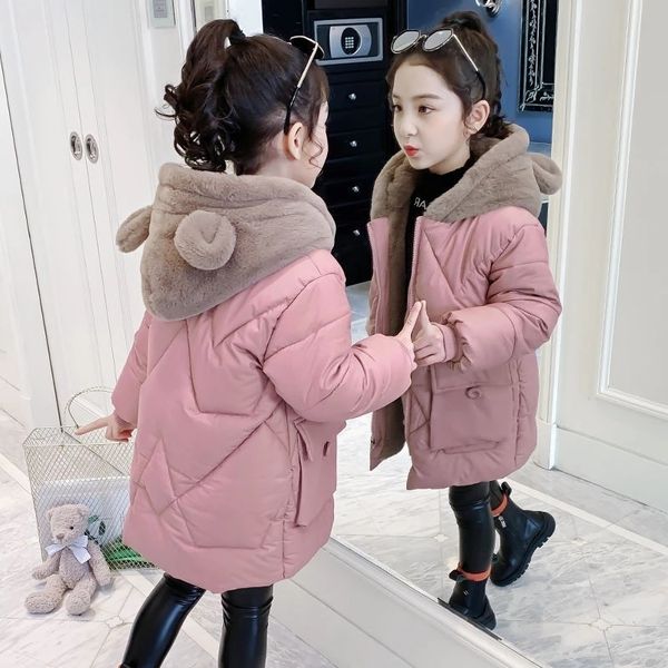down coat 412 year girls plus velvet warm winter jacket for fashion long parkas snowsuit cute bear hooded childrens outerwear 221121, Blue;gray
down coat 412 year girls plus velvet warm winter jacket for fashion long parkas snowsuit cute bear hooded childrens outerwear 221121, Blue;gray