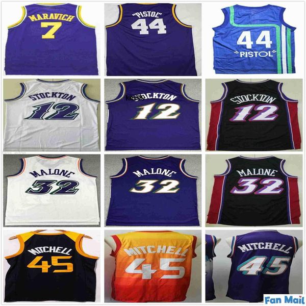 retro vintage classic basketball jerseys john 12 stockton karl 32 malone 44 pistol 44 pistol pete 7 maravich ncaa donovan 45 mitchell jersey, Black;red
retro vintage classic basketball jerseys john 12 stockton karl 32 malone 44 pistol 44 pistol pete 7 maravich ncaa donovan 45 mitchell jersey, Black;red