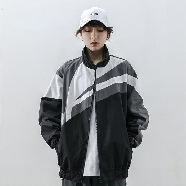 men's leather faux male retro contrast color jacket harajuku stitching coat men and women fashion casual loose bf sports student couple, Black
men's leather faux male retro contrast color jacket harajuku stitching coat men and women fashion casual loose bf sports student couple, Black