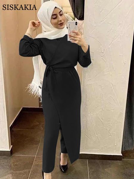 women's jumpsuits rompers siskakia women solid belted jumpsuit long european and american fashion rompers dubai muslim jumpsuit fall 22, Black;white
women's jumpsuits rompers siskakia women solid belted jumpsuit long european and american fashion rompers dubai muslim jumpsuit fall 22, Black;white