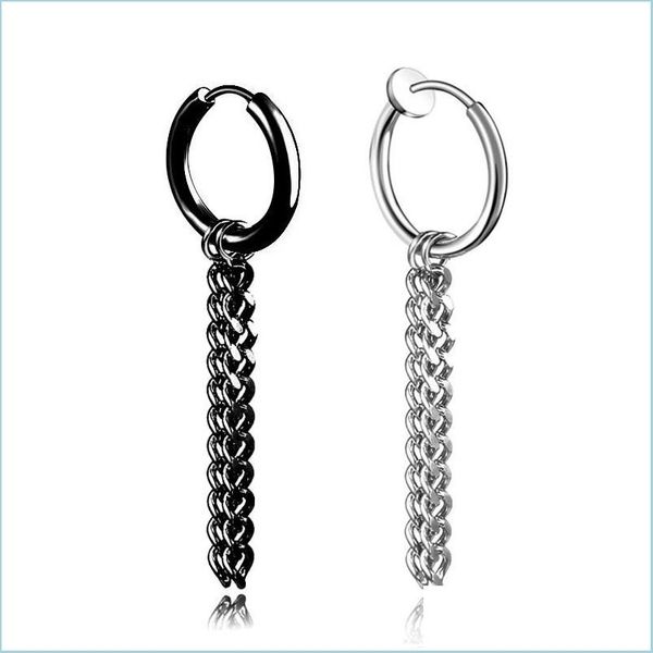 hoop huggie stainless steel chains tassel hoop earrings no hold clip on ear rings fashion jewelry for men women gift drop delivery dhbno, Golden;silver
hoop huggie stainless steel chains tassel hoop earrings no hold clip on ear rings fashion jewelry for men women gift drop delivery dhbno, Golden;silver