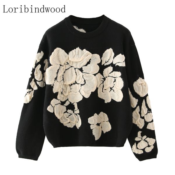 women's sweaters autumn winter floral print women knitted pullover femme oversize black jumper 221123, White;black
women's sweaters autumn winter floral print women knitted pullover femme oversize black jumper 221123, White;black