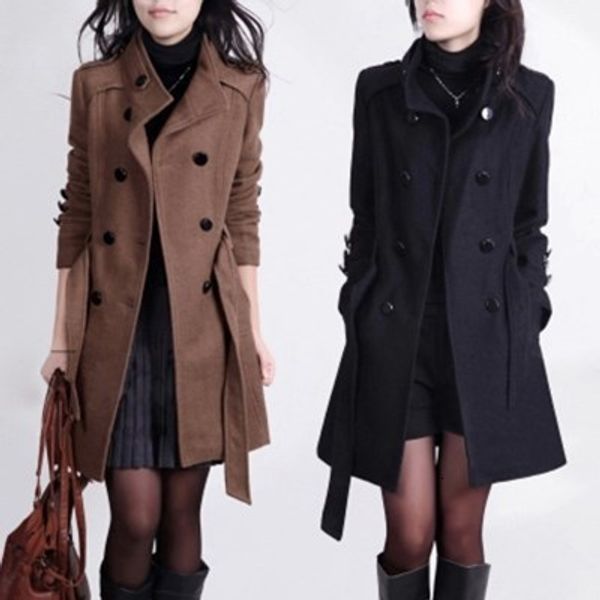 women's wool blends winter wool coat with belt women ladies autumn slim long sleeve woolen coats chic overcoat 221123, Black
women's wool blends winter wool coat with belt women ladies autumn slim long sleeve woolen coats chic overcoat 221123, Black
