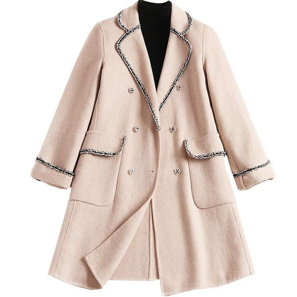 women' blends small fragrant double faced woolen coat women's winter lapel breasted wool 221123, Black
women' blends small fragrant double faced woolen coat women's winter lapel breasted wool 221123, Black