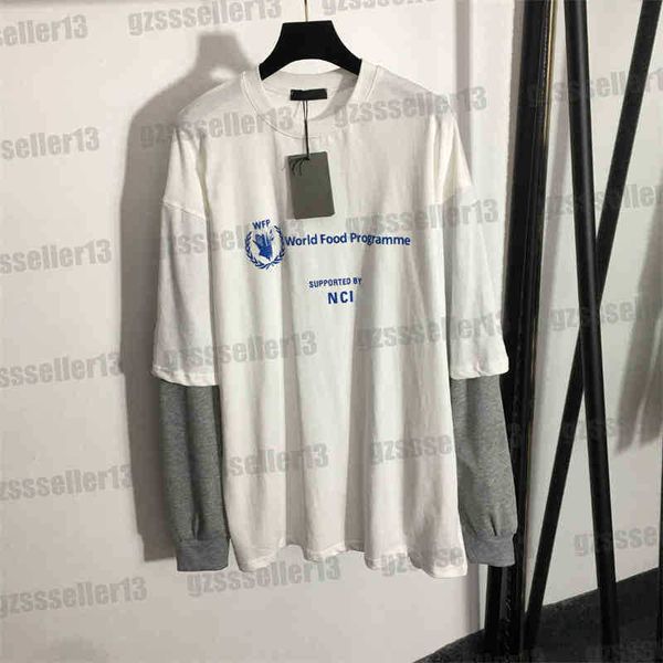 autumn womens fake two t-shirts designer balcg wheat ear print paneled long-sleeve t-shirt for fashion brand clothes women designers tees, White
autumn womens fake two t-shirts designer balcg wheat ear print paneled long-sleeve t-shirt for fashion brand clothes women designers tees, White