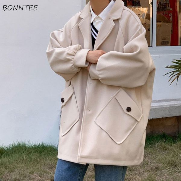 men's wool blends autumn winter woolen trench men oversized single breasted coats warm pockets harajuku bf british style outerwear wind, Black
men's wool blends autumn winter woolen trench men oversized single breasted coats warm pockets harajuku bf british style outerwear wind, Black