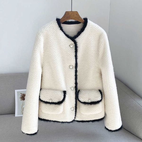 women's wool blends 2022 winter lamb hair grain sheep sheared fur wool mink fur one small fragrant short coat women, Black
women's wool blends 2022 winter lamb hair grain sheep sheared fur wool mink fur one small fragrant short coat women, Black