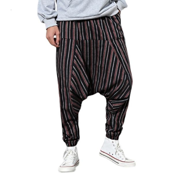 men's tracksuits men striped pants summer drop crotch loose vintage boho trousers male cotton harem hip hop streetwear wide leg 221122, Gray
men's tracksuits men striped pants summer drop crotch loose vintage boho trousers male cotton harem hip hop streetwear wide leg 221122, Gray