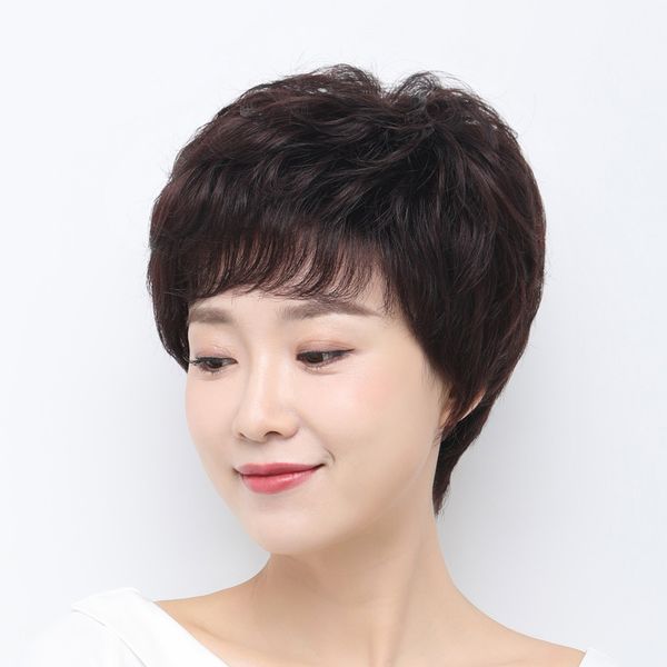 middle aged and elderly mothers wigs women's short curly hair thin breathable lifelike needle delivery all head, Black
middle aged and elderly mothers wigs women's short curly hair thin breathable lifelike needle delivery all head, Black