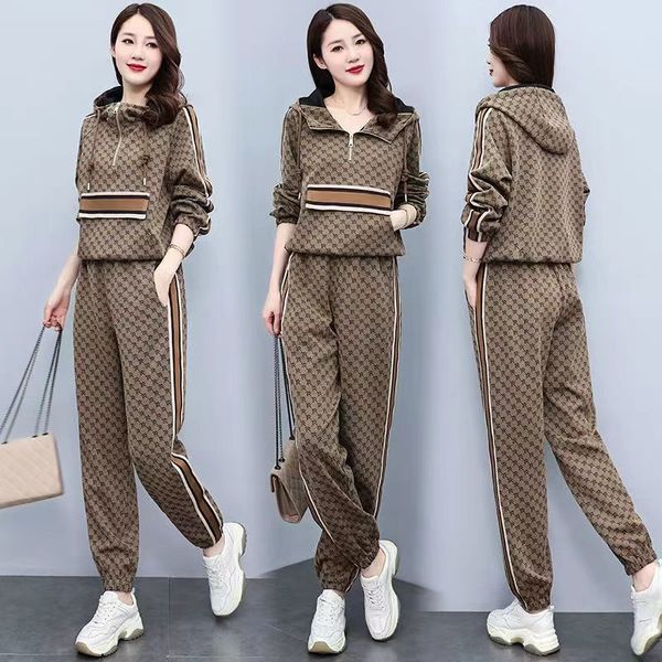 women's two piece pants autumn fashion temperament sports sweater two piece sets women with hooded plaid printed trousers khaki coffee, White
women's two piece pants autumn fashion temperament sports sweater two piece sets women with hooded plaid printed trousers khaki coffee, White