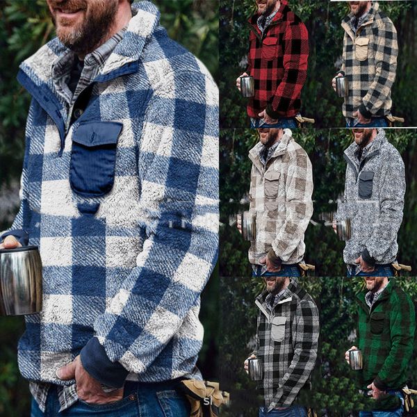 men's leather faux plaid plush jacket mens fall winter turn down collar pullover jackets rib sleeve plus size loose clothing 221122, Black
men's leather faux plaid plush jacket mens fall winter turn down collar pullover jackets rib sleeve plus size loose clothing 221122, Black