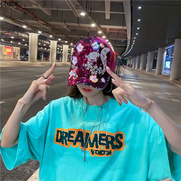 stingy brim hats summer personality flowers baseball cap sun protection casquette fashion trend deportes y ocio wild sequins gorro 221122, Blue;gray
stingy brim hats summer personality flowers baseball cap sun protection casquette fashion trend deportes y ocio wild sequins gorro 221122, Blue;gray