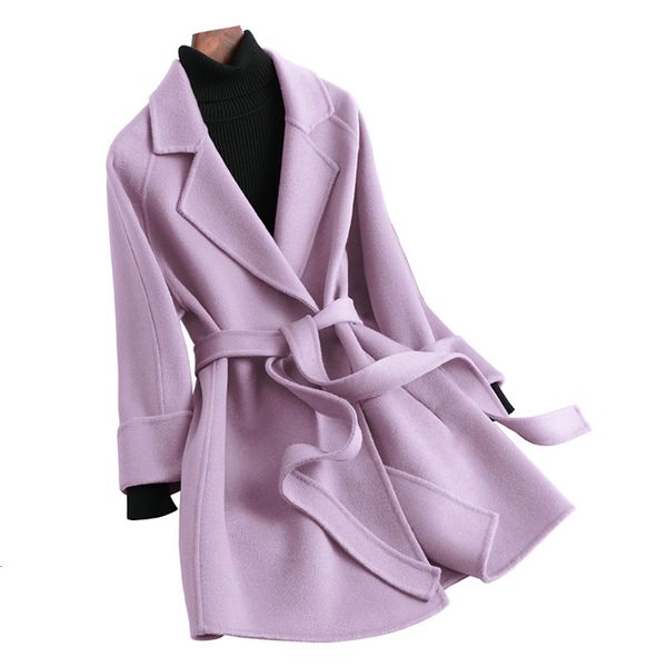women' blends winter cashmere belt outerwear jacket spring autumn women natural coat cloth s3654 221123, Black
women' blends winter cashmere belt outerwear jacket spring autumn women natural coat cloth s3654 221123, Black