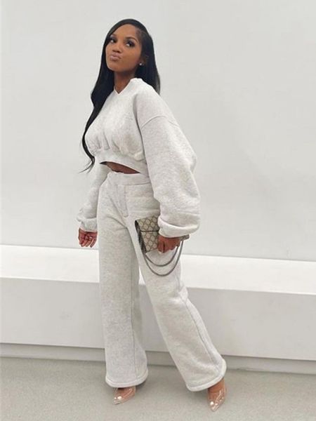 women's two piece pants 2 piece set women tracksuit oversized suit autumn clothing set lantern sleeve v neck sweatshirt crop long pants, White
women's two piece pants 2 piece set women tracksuit oversized suit autumn clothing set lantern sleeve v neck sweatshirt crop long pants, White