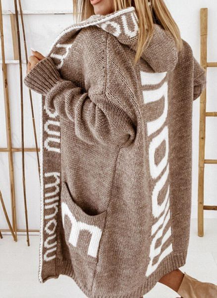 women's knits tees knitted cardigan sweater letter jacquard winter loose hooded jacket manteau femme hiver oversized warm coat 221123, White
women's knits tees knitted cardigan sweater letter jacquard winter loose hooded jacket manteau femme hiver oversized warm coat 221123, White