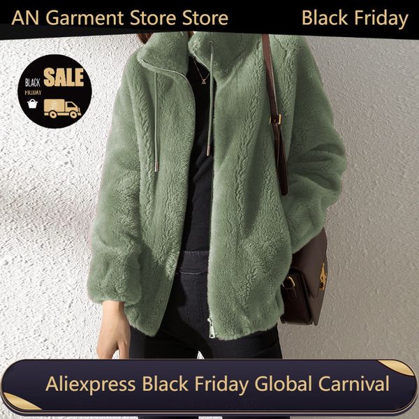 women's fur faux coat short thickened stand collar fashion double-sided velvet winter women 221123, Black
women's fur faux coat short thickened stand collar fashion double-sided velvet winter women 221123, Black
