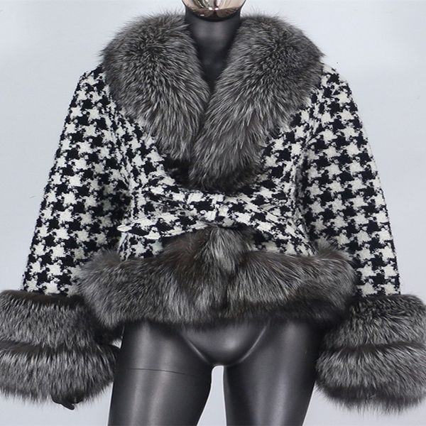 womens fur faux cxfs real coat winter jacket women natural collar belts thick warm luxury plaid outerwear streetwear fashion 221122, Black
womens fur faux cxfs real coat winter jacket women natural collar belts thick warm luxury plaid outerwear streetwear fashion 221122, Black