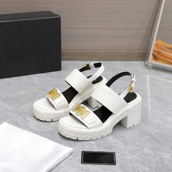 european and american catwalk sandals sponge cake thick soled waterproof platform metal belt buckle leather open toe comfortable medium heel, Black
european and american catwalk sandals sponge cake thick soled waterproof platform metal belt buckle leather open toe comfortable medium heel, Black