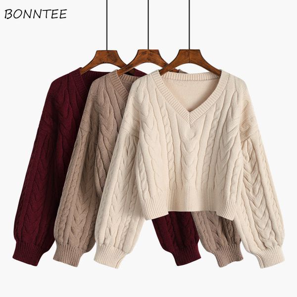 women's sweaters women lovely pullover fashion clothes twist vintage v-neck solid all-match fall daily college cropped knitwear 221123, White;black
women's sweaters women lovely pullover fashion clothes twist vintage v-neck solid all-match fall daily college cropped knitwear 221123, White;black