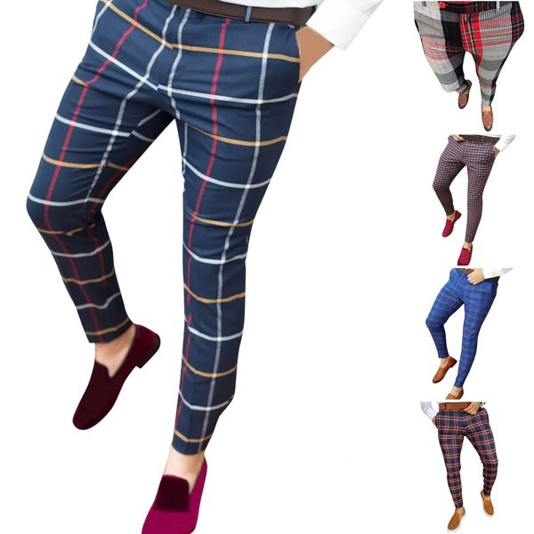 men s pants fashion plaid print trousers male casual summer social slim fit business clothes skinny pencil 221123, Black
men s pants fashion plaid print trousers male casual summer social slim fit business clothes skinny pencil 221123, Black