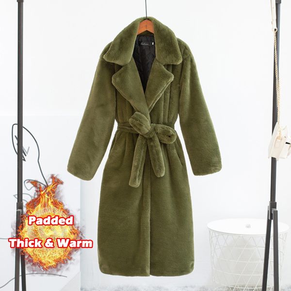 women's fur faux winter warm coat thick long turn down collar with belt casaco feminino sash 221123, Black
women's fur faux winter warm coat thick long turn down collar with belt casaco feminino sash 221123, Black