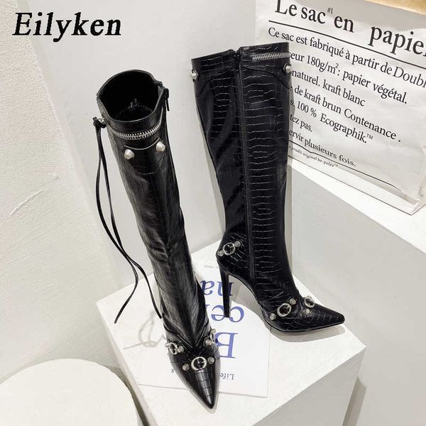 boots eilyken winter women knee heels boots high heel metal buckle chain designer pointed toe motorcycle long retro shoes 221123, Black
boots eilyken winter women knee heels boots high heel metal buckle chain designer pointed toe motorcycle long retro shoes 221123, Black