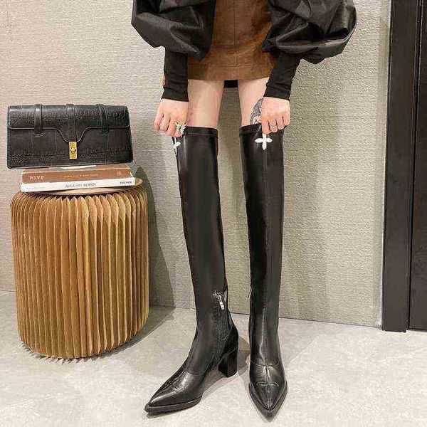 designer boots hbp knee women's autumn and winter new pointed thick thigh high heel heeled sleeve thin knight woman shoes 220726, Black
designer boots hbp knee women's autumn and winter new pointed thick thigh high heel heeled sleeve thin knight woman shoes 220726, Black