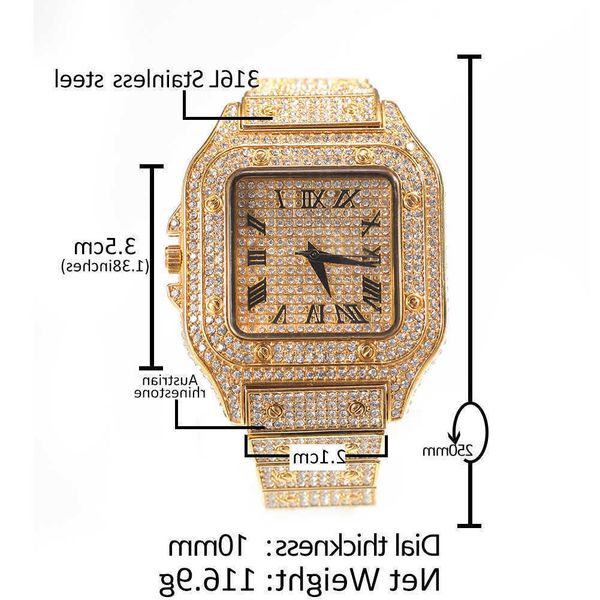 wristwatches european and american gold high-end hip hop star studded square fashion quartz watch, Slivery;brown
wristwatches european and american gold high-end hip hop star studded square fashion quartz watch, Slivery;brown