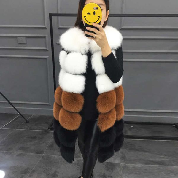 women's wool blends fur fashion 7-section color combination artificial faux fur vest medium long thickened hair canvas, Black
women's wool blends fur fashion 7-section color combination artificial faux fur vest medium long thickened hair canvas, Black