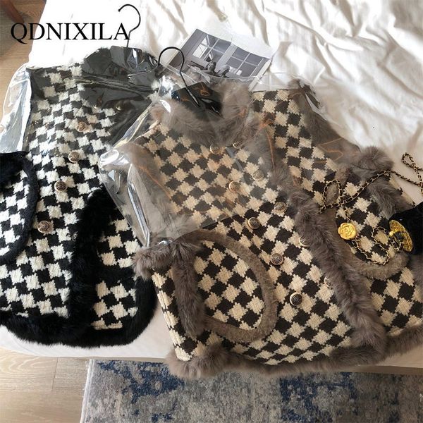 women's fur faux women in winter coat mink hair waistcoa thousand bird checkered collar ly added velvet waistcoat 221123, Black
women's fur faux women in winter coat mink hair waistcoa thousand bird checkered collar ly added velvet waistcoat 221123, Black