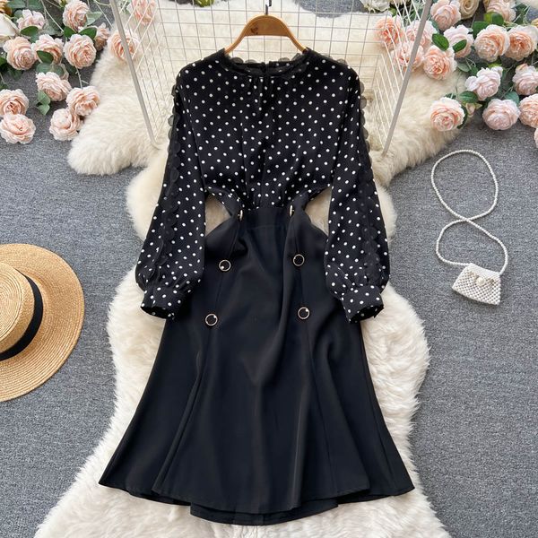 spring new dress medium long charm lady style waist slim wave dot ruffles fishtail hip wrap dress, Black;gray
spring new dress medium long charm lady style waist slim wave dot ruffles fishtail hip wrap dress, Black;gray