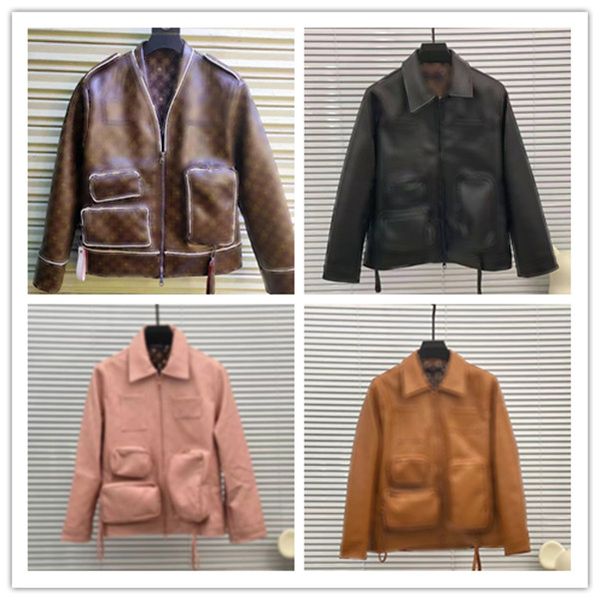 fashion designer mens multi-pocket leather clothing jacquard letter shoulder girdle dual zippers classic print streetwear outwear jacket coa, Black
fashion designer mens multi-pocket leather clothing jacquard letter shoulder girdle dual zippers classic print streetwear outwear jacket coa, Black