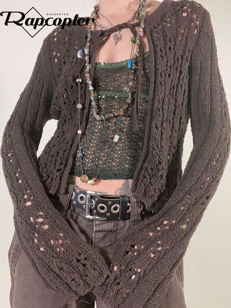 women's knits tees rapcopter y2k brown holes knitted cardigans solid retro harajuku cute prepply jumpers women full sleeve lace up outw, White
women's knits tees rapcopter y2k brown holes knitted cardigans solid retro harajuku cute prepply jumpers women full sleeve lace up outw, White