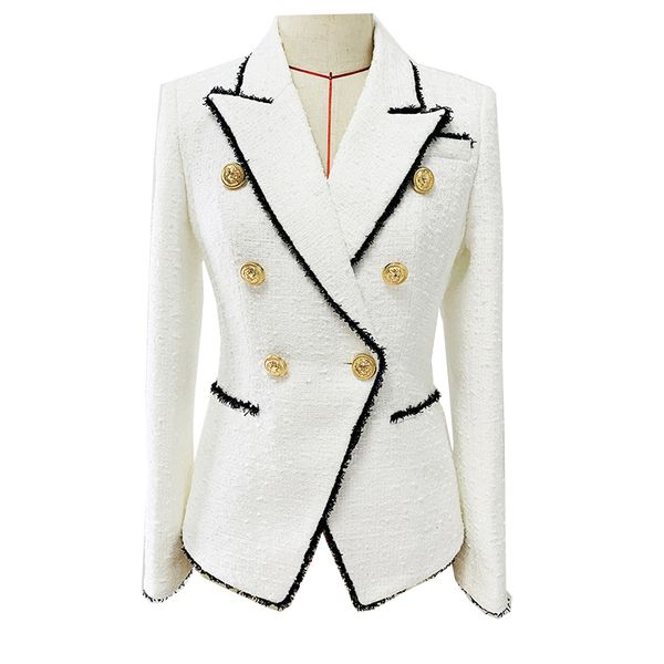 women's suits & blazers 2022 european and american stars' new black fringed white woolen double breasted metal button slim suit co, White;black
women's suits & blazers 2022 european and american stars' new black fringed white woolen double breasted metal button slim suit co, White;black
