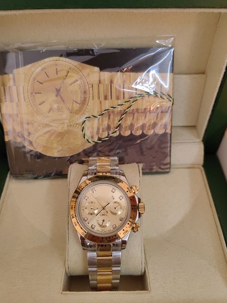 with original box men's 40mm automatic mechanical watch 116519 all stainless steel ceramic watch folding buckle waterproof super bright, Slivery;brown
with original box men's 40mm automatic mechanical watch 116519 all stainless steel ceramic watch folding buckle waterproof super bright, Slivery;brown