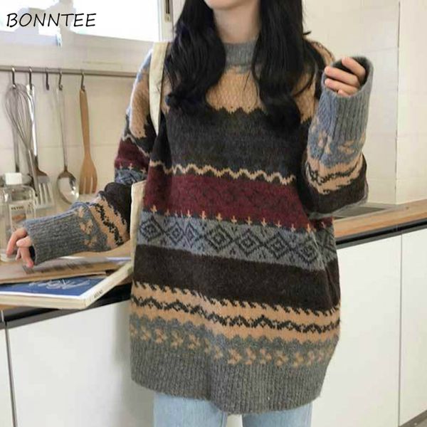 women's sweaters pullovers women vintage loose casual geometric retro lazy female 4xl harajuku korean style womens ulzzang chic 221123, White;black
women's sweaters pullovers women vintage loose casual geometric retro lazy female 4xl harajuku korean style womens ulzzang chic 221123, White;black