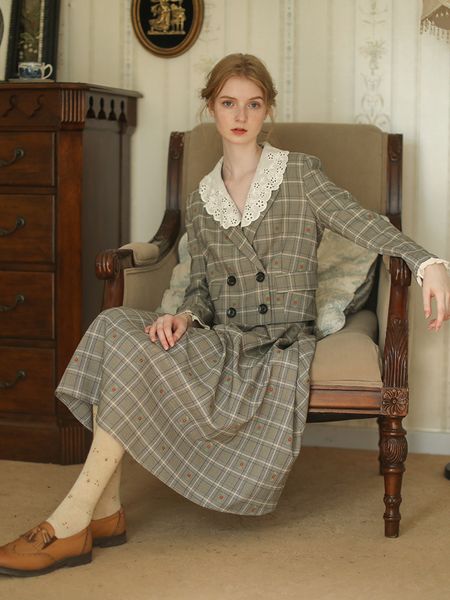 two piece dress spring fall set preppy style elegant plaid short coat pleated skirt embroidery flowers lace women's formal outfits 2211, White
two piece dress spring fall set preppy style elegant plaid short coat pleated skirt embroidery flowers lace women's formal outfits 2211, White