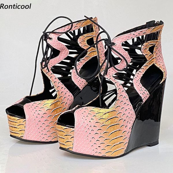 ronticool handmade women sandals hollow out wedges heels peep toe beautiful pink night club shoes us size 5-20, Black
ronticool handmade women sandals hollow out wedges heels peep toe beautiful pink night club shoes us size 5-20, Black
