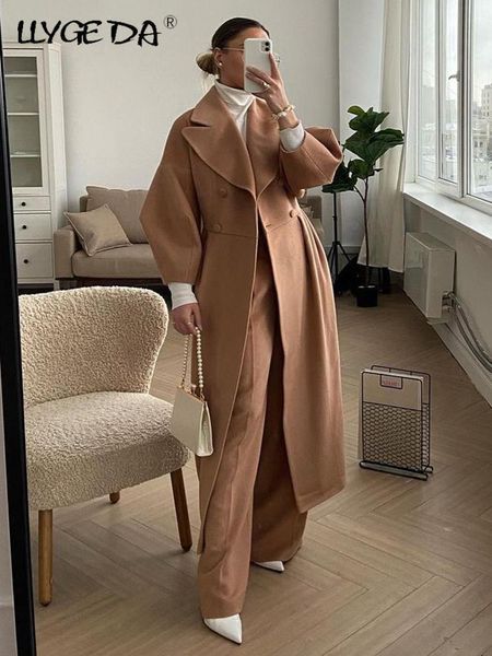 women's wool blends women woolen coat elegant winter heavy lapel double-breasted office lady long jackets buttons streetwear female mid, Black
women's wool blends women woolen coat elegant winter heavy lapel double-breasted office lady long jackets buttons streetwear female mid, Black