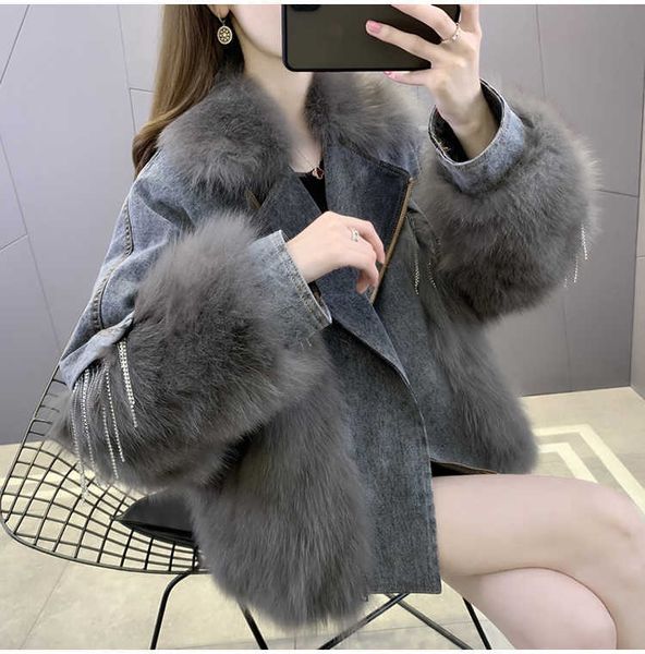women's wool blends leather cowboy style overcomes autumn and winter new style fox hair down cotton liner with loose fit korean large, Black
women's wool blends leather cowboy style overcomes autumn and winter new style fox hair down cotton liner with loose fit korean large, Black