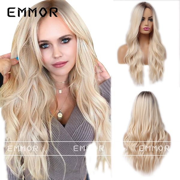 synthetic wigs dyed gradual golden natural long curly hair women's chemical fiber high temperature silk, Black 
synthetic wigs dyed gradual golden natural long curly hair women's chemical fiber high temperature silk, Black