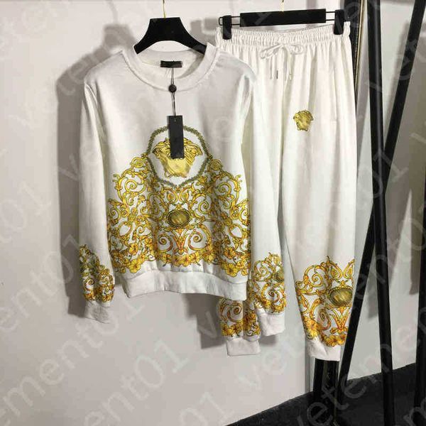 designer womens two piece pants brand logo fashion printed cotton long sleeve t-shirt slim fit high waist pant set vintage style luxury wome, White
designer womens two piece pants brand logo fashion printed cotton long sleeve t-shirt slim fit high waist pant set vintage style luxury wome, White