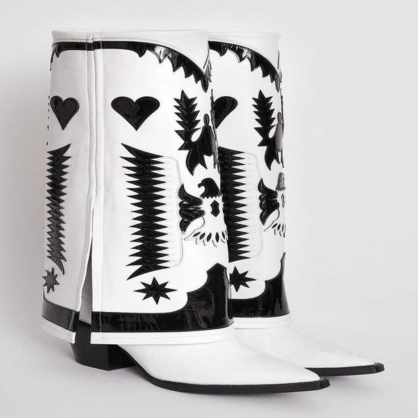 spring and summer new thick heeled high heeled boots spelling color walking western boots female cowhide pointed shoes 03181201, Black
spring and summer new thick heeled high heeled boots spelling color walking western boots female cowhide pointed shoes 03181201, Black
