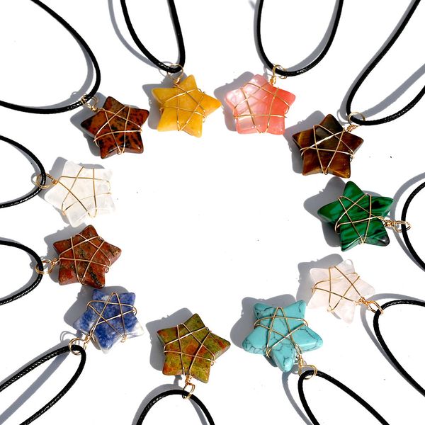 gold wire wrap star shape pendant natural stone mixed necklace jewelry accessories making wholesale, Silver
gold wire wrap star shape pendant natural stone mixed necklace jewelry accessories making wholesale, Silver