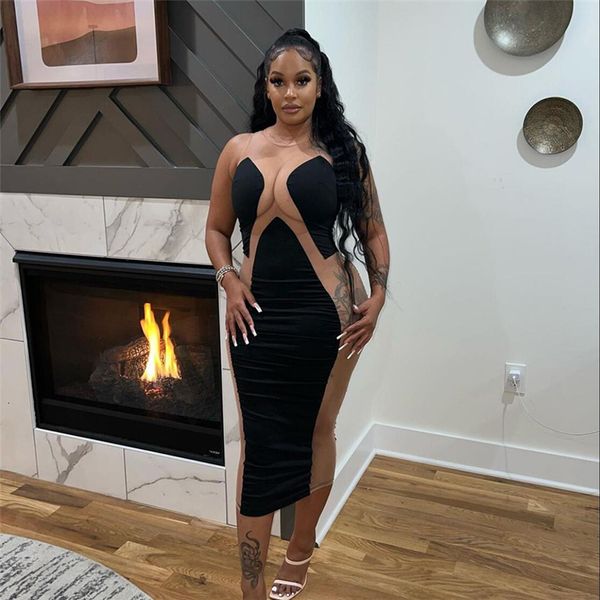 party dresses aobiu see through mesh patchwork skinny midi dress women trend oneck sleeveless stretch bodycon female vestido streetwear 2211, White;black
party dresses aobiu see through mesh patchwork skinny midi dress women trend oneck sleeveless stretch bodycon female vestido streetwear 2211, White;black