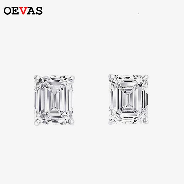 stud oevas elegant solid 925 sterling silver 5a gemstone white gold earrings ear women gifts fine jewelry wholesale 221119, Golden;silver