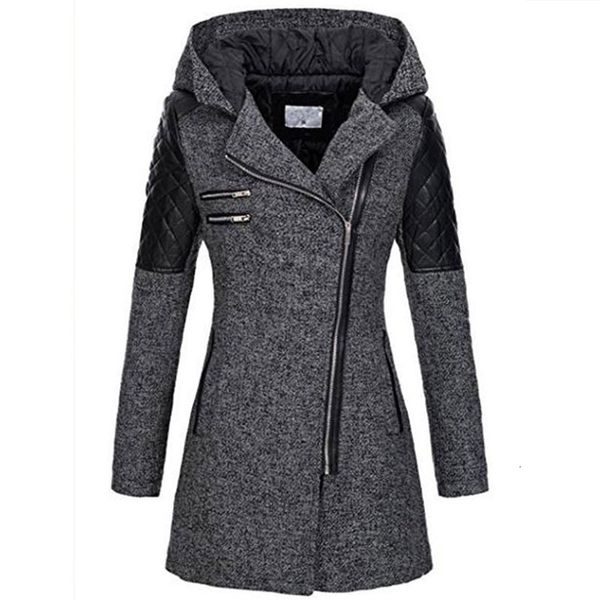 women' blends 5xl winter warm slim zipper women jacket thickening cotton hooded coat female splice overcoat outwear parkas 221123, Black
women' blends 5xl winter warm slim zipper women jacket thickening cotton hooded coat female splice overcoat outwear parkas 221123, Black