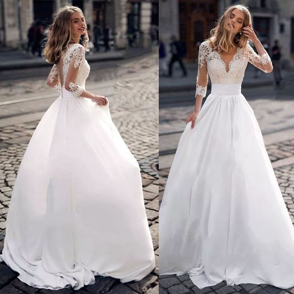 elegant boho lace wedding dress 2022 3/4 sleeve modern bridal beach bridal gowns vestido de noiva, White
elegant boho lace wedding dress 2022 3/4 sleeve modern bridal beach bridal gowns vestido de noiva, White