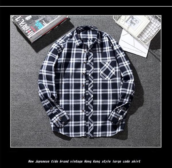 plaid men's casual shirt brushed long sleeve shirt trendy generation wholesale, White;black
plaid men's casual shirt brushed long sleeve shirt trendy generation wholesale, White;black
